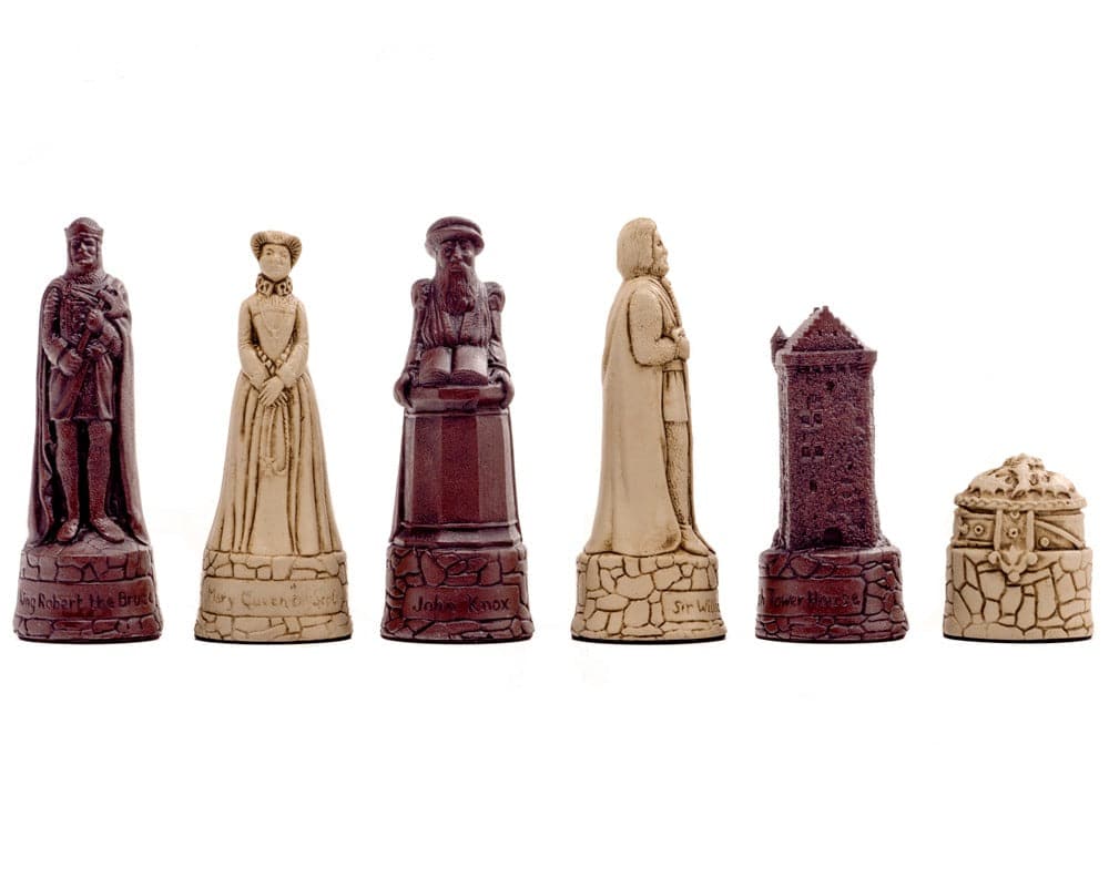 Berkeley Chess Scottish Russet Chess Men - Historical UK-Made Stone Resin Pieces with Deep Russet and Cream Finish