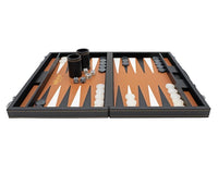 Italfama Folding Leatherette Backgammon Set in Black and Beige