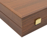 The Manopoulos Walnut Black and Oak Club Large Backgammon Set with Vinyl Deluxe Cups