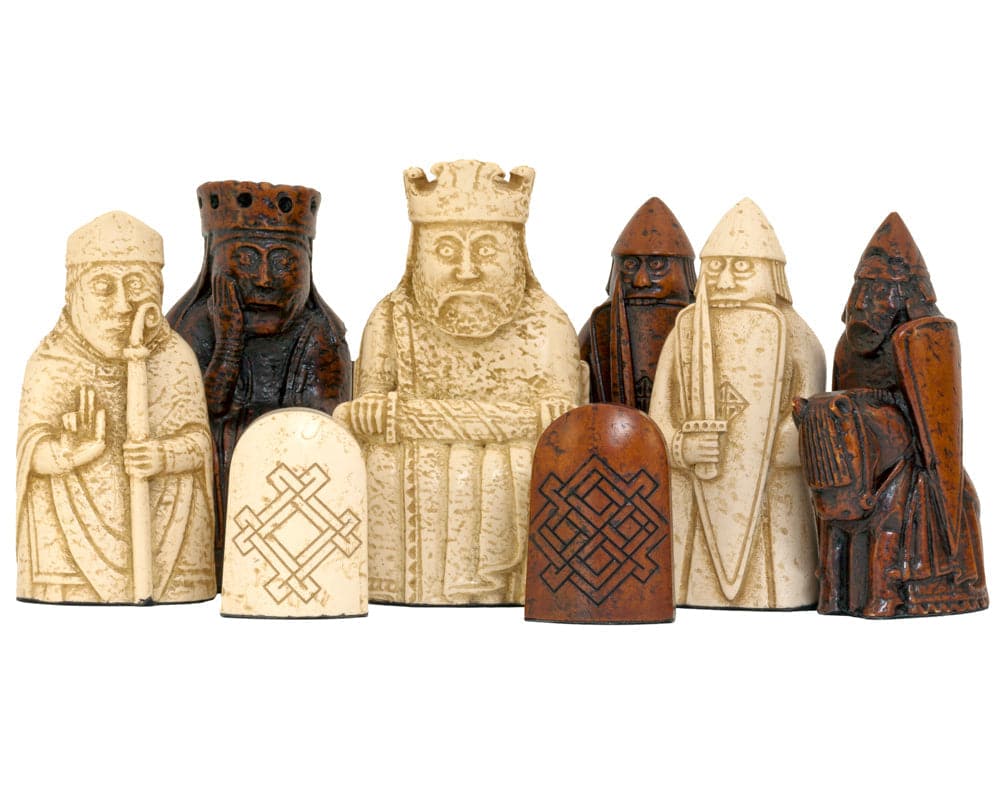 Isle of Lewis Chessmen pieces by National Museums Scotland in historic intricate designs.