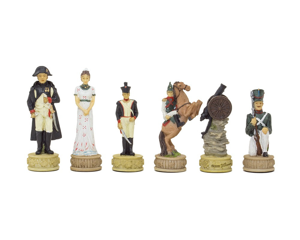 The Napoleon Vs Russians Hand-Painted Themed Chess Pieces by Italfama
