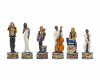 The Jazz Band Vs Rock Stars Hand-Painted Themed Chess Pieces by Italfama