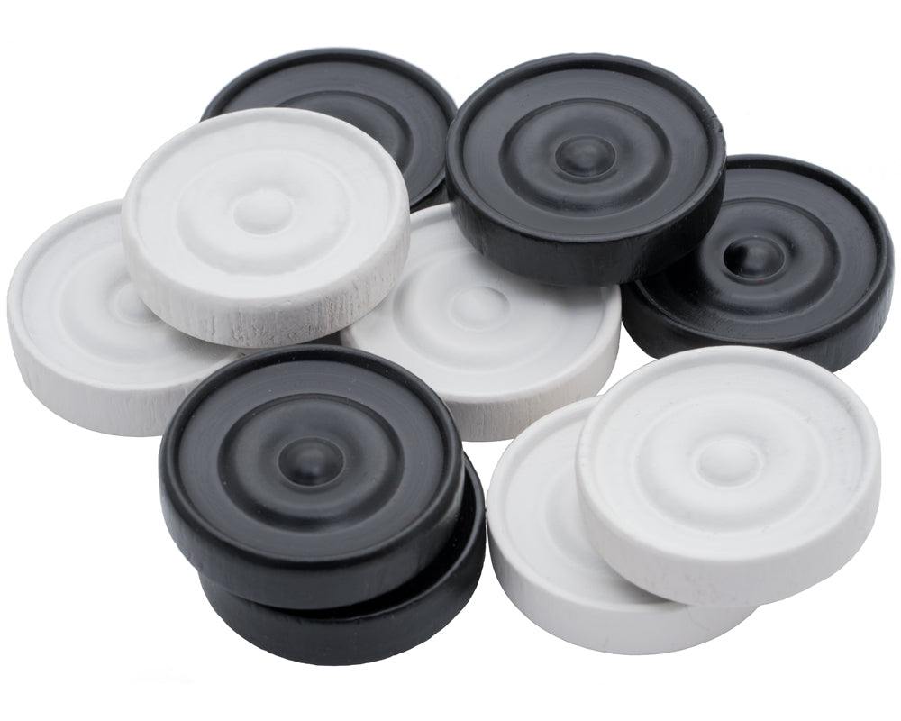 Italian Black & White Lacquered Wooden Checkers