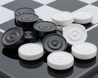 Italian Black & White Lacquered Wooden Checkers
