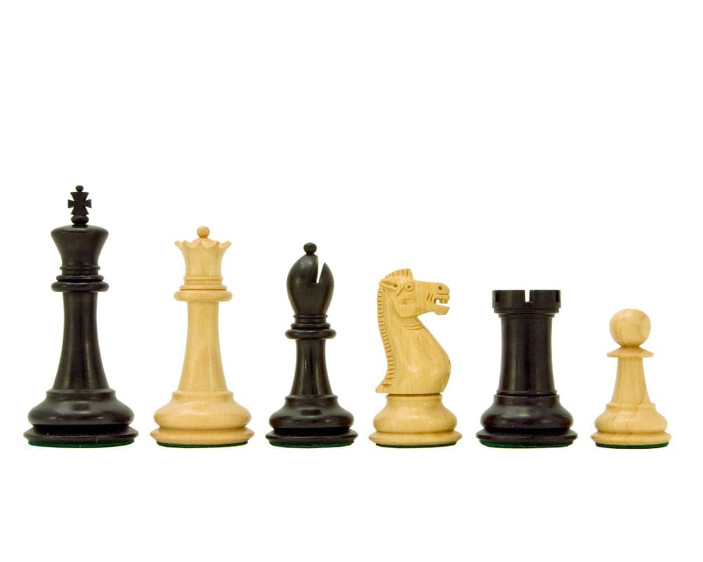 Victoria Series Ebonised Boxwood Chessmen 3.75 Inches - King, Queen, Bishop, Knight, Rook, Pawn on 20-inch board - Christmas best seller