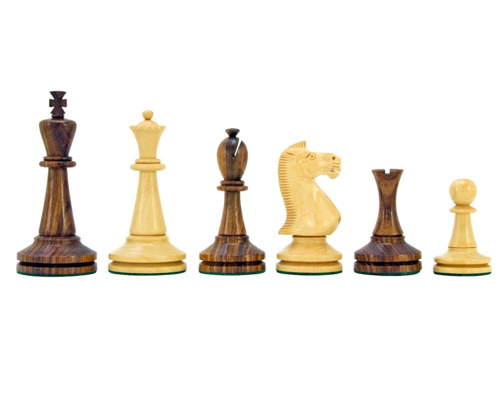 Blackmore Series Sheesham and Boxwood Chess Pieces with Double Bases - 4 inch King