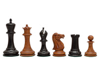 1849 Reproduction Staunton Ebony & Antiqued Boxwood Chess Pieces - 11.2cm