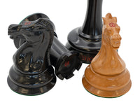 Leuchar Reproduction Ebony & Antiqued Boxwood Luxury Chess Pieces - 8.3cm