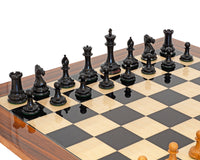 Leuchar Reproduction Ebony & Antiqued Boxwood Luxury Chess Pieces - 8.3cm