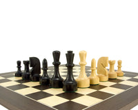 Contemporary Series Wenge Chess Set with ebonised boxwood pieces on deluxe Wenge veneered chess board, stylish modern design
