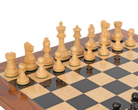 Supreme Ebony Chess Set with Burl Wood Case
