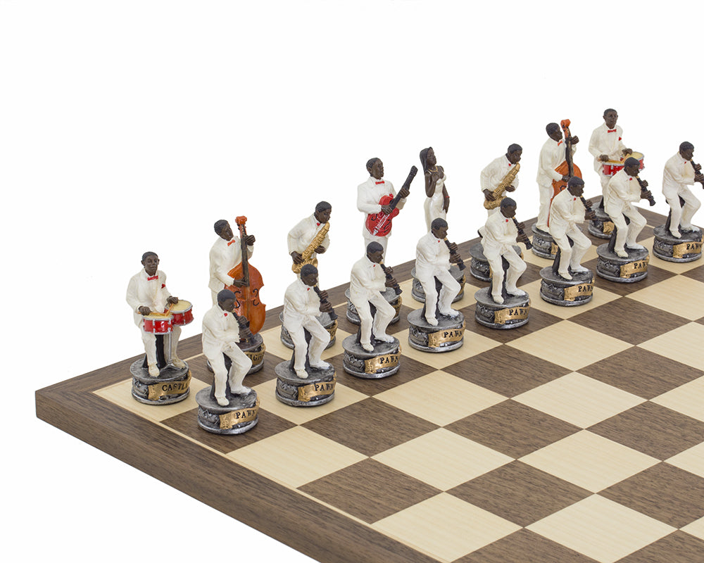 The Jazz Band Vs Rock Stars Hand painted themed Chess set by Italfama