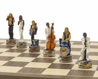 The Jazz Band Vs Rock Stars Hand-Painted Themed Chess Set by Italfama