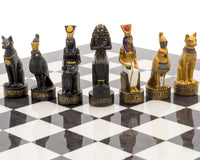 The Ancient Egypt Hand-Painted Themed Luxury Charcoal Chess Set by Italfama