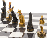 The Ancient Egypt Hand-Painted Themed Luxury Charcoal Chess Set by Italfama