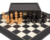The Down Head Knight and Black Deluxe Chess Set with Case