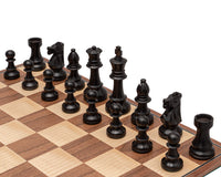 The Conquest Walnut and Black Folding Chess Set
