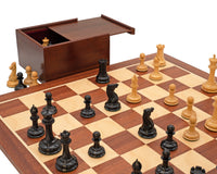 The 1850 London Limited Edition Ebony and Mahogany Deluxe Chess set with Case and Clock