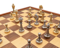 The Finnesburgh Metal and Mahogany Deluxe Chess Set