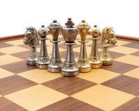 The Finnesburgh Metal and Mahogany Deluxe Chess Set