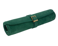 The Manopoulos Suede Roll-Up Travel Backgammon Set - Green