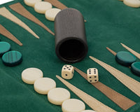 The Manopoulos Suede Roll-Up Travel Backgammon Set - Green